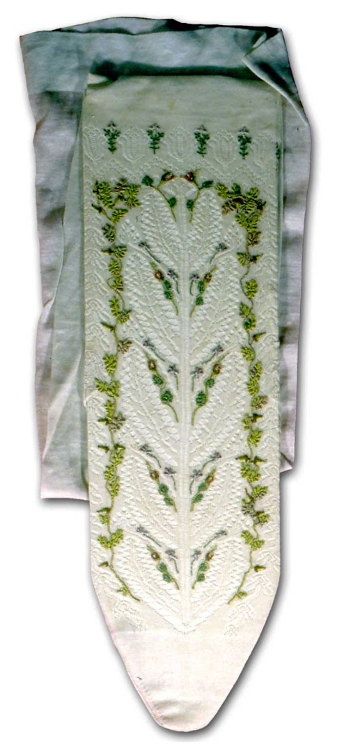 Hand-embroidered stocking.