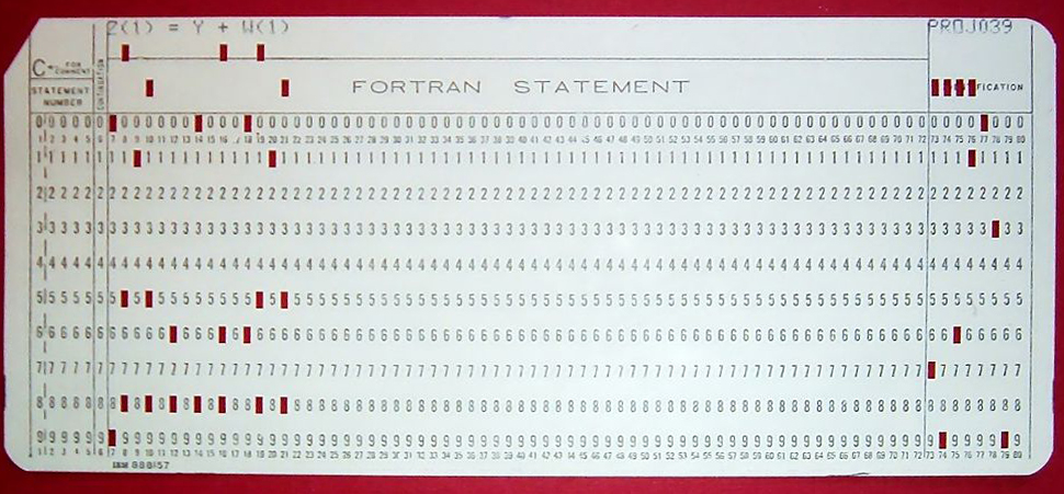 A punch card for a computer