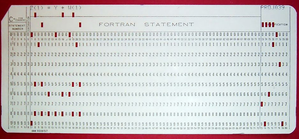 A punch card for a computer